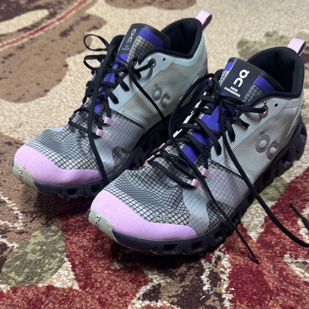On Running Women's Gray and Purple Athletic Shoes